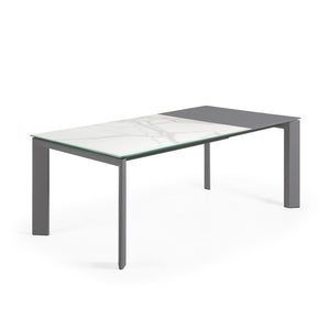 Kave Home Axis eettafel uitschuifbaar 140/180x90 cm Wit/Grijs
