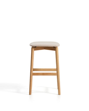 Kave Home Evera barkruk H67 chenille Grey/Beige