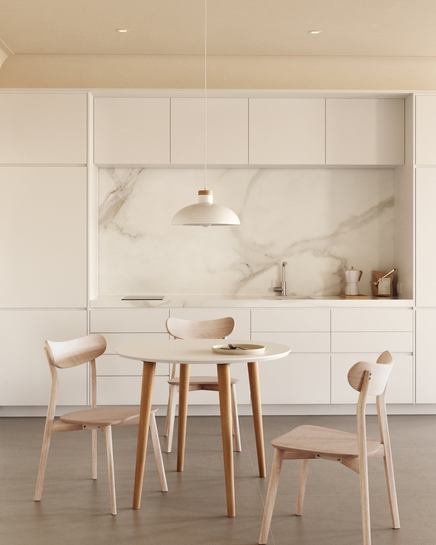 Kave Home Oqui eettafel uitschuifbaar rond Ø90 cm White/Natural