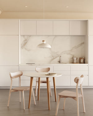 Kave Home Oqui eettafel uitschuifbaar rond Ø90 cm White/Natural