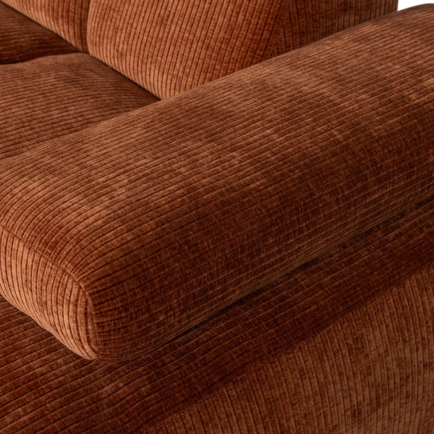 WOOOD Mojo chaise longue bank rechts ribstof Roestbruin