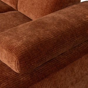 WOOOD Mojo chaise longue bank rechts ribstof Roestbruin