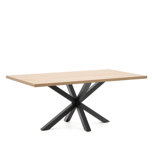 Kave Home Argo eettafel rechthoek 200x100 cm Natural/Black