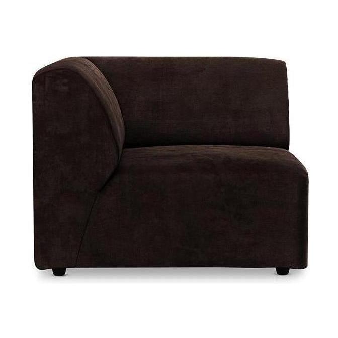 HKliving Jax bank left end Royal Velvet Espresso