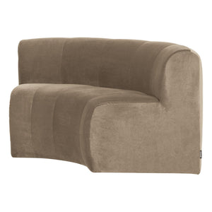 WOOOD Mojo Base eetbank halfronde hoek rugleuning velvet Khaki
