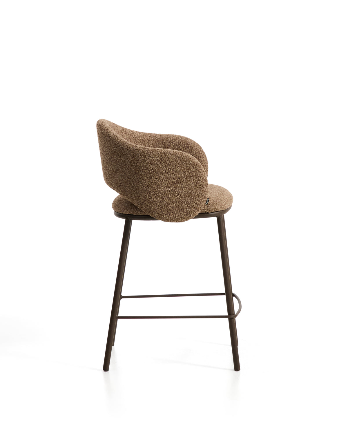 Kave Home Maina barkruk H65 dik chenille Bruin walnoot