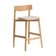 Kave Home Evera barkruk H67 chenille Grey/Beige met rugleuning
