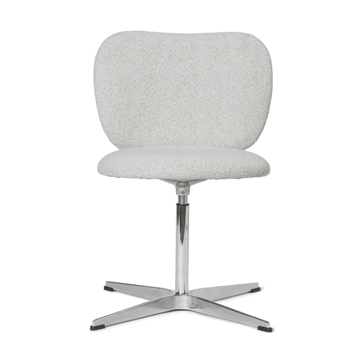 Ferm Living Rico eetkamerstoel Soft Bouclé Off-White/Sand swivel chroom
