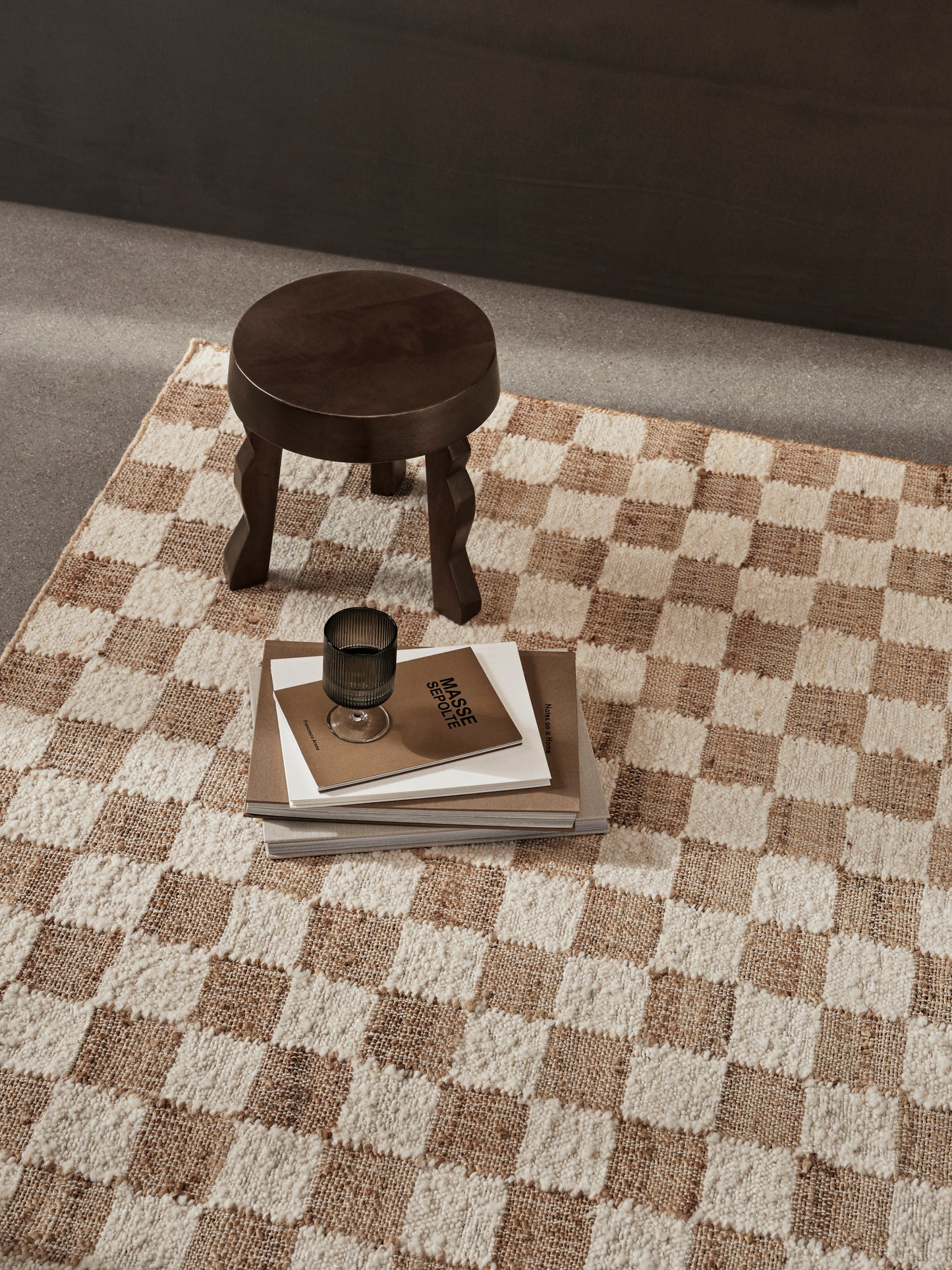 Ferm Living Check Wool Jute vloerkleed 200x300 cm Off-white/Natural