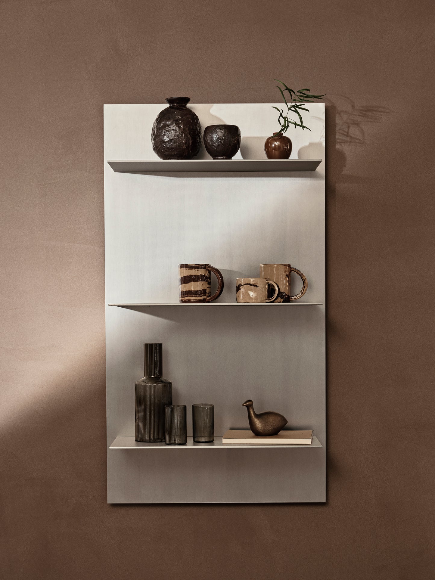 Ferm Living Lager Triple wandplank Aluminium