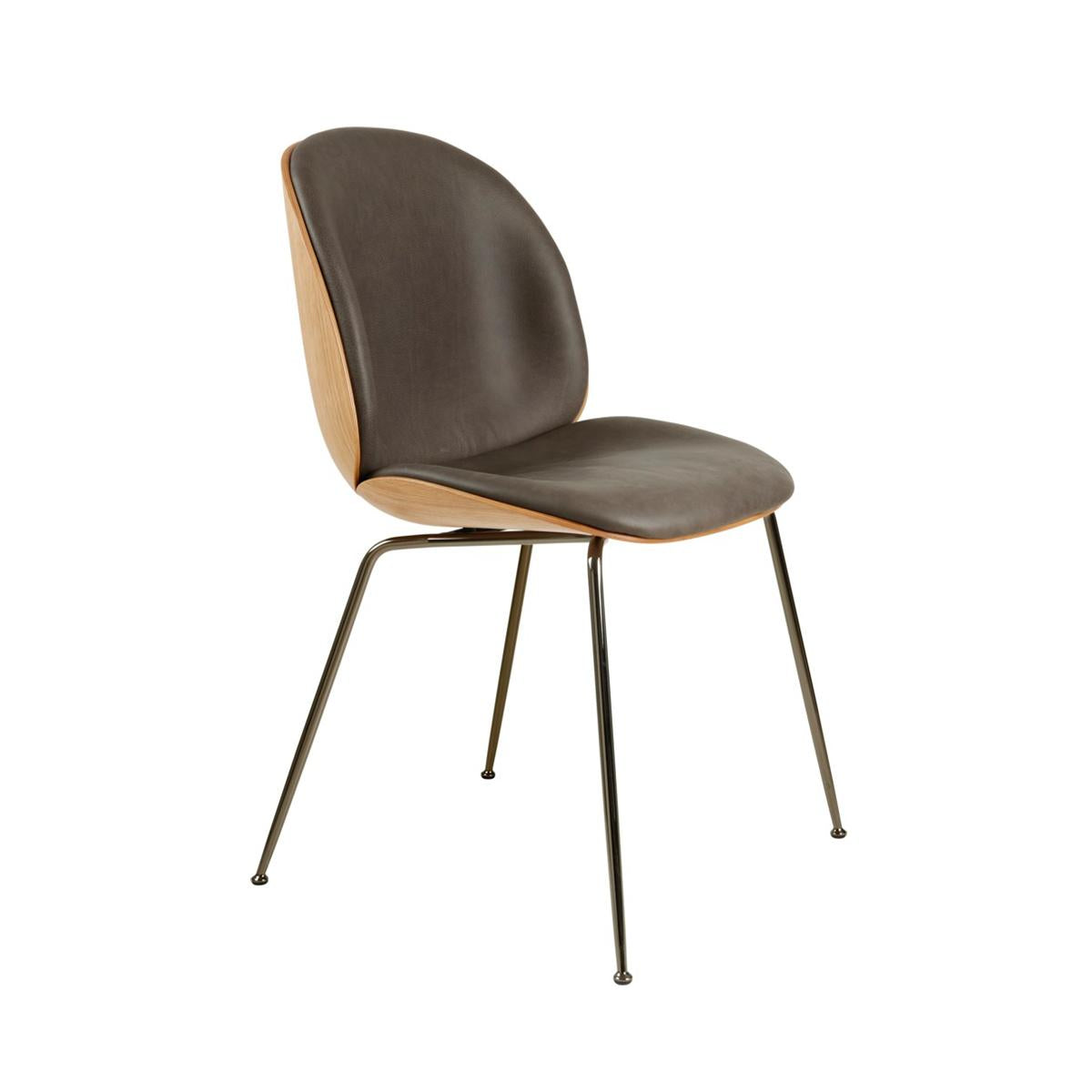 Gubi Beetle 3D Veneer eetkamerstoel Oak Leather Gray