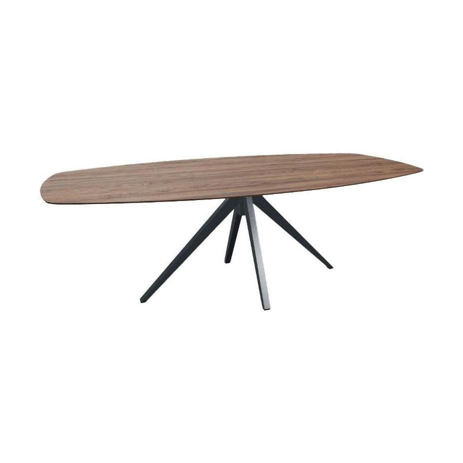 HelloTable Mido eettafel Semi Ovaal 220x110 cm noten mat black
