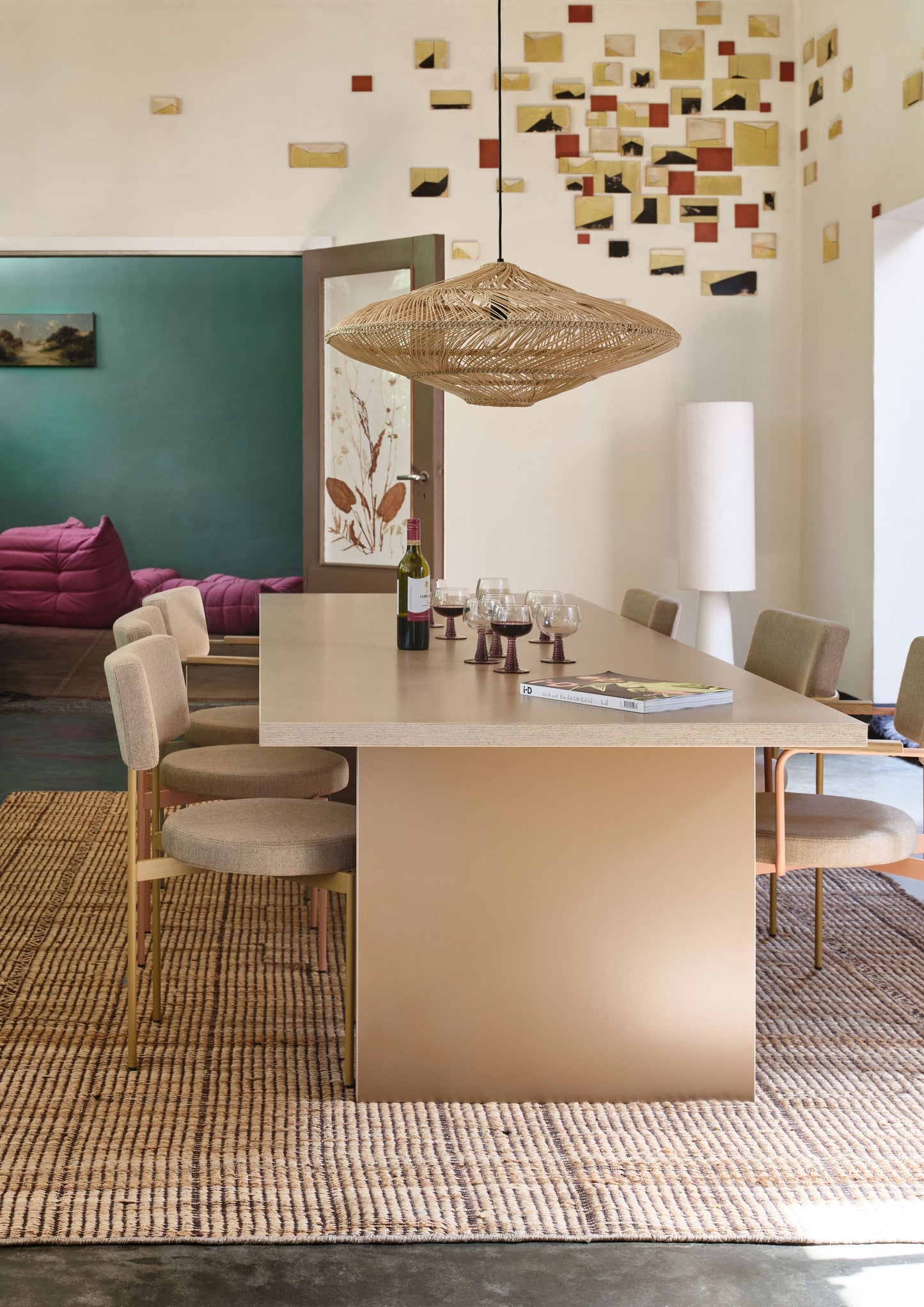 HKliving Dining Table eettafel 280x100 cm Raspberry