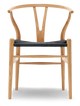 Carl Hansen & Søn CH24 Wishbone Stoel - Geolied eikenhout met zwarte zitting