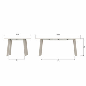 WOOOD Janne eettafel uitschuifbaar 120/160/200x120 cm Dakargrau