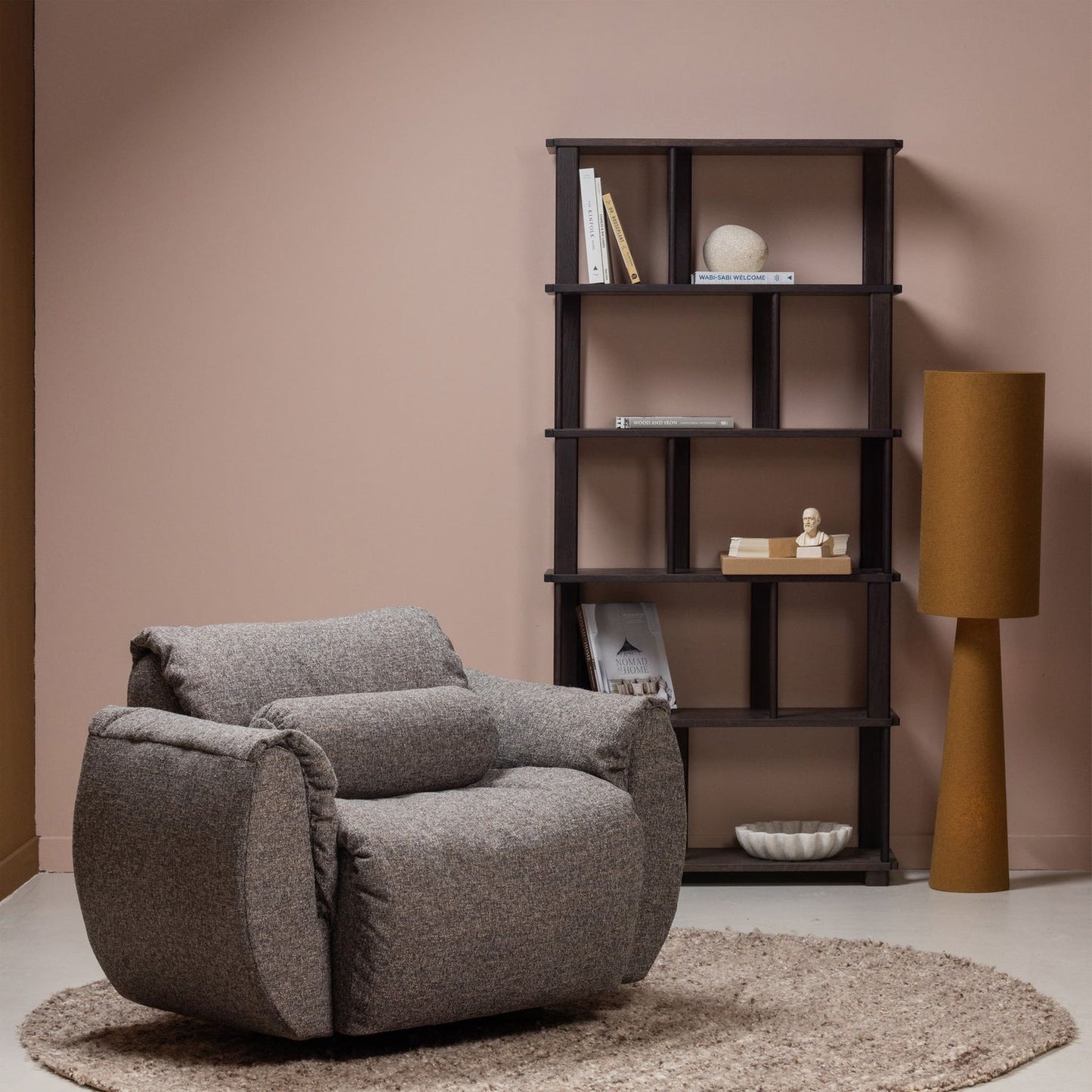 WOOOD Baggy draaifauteuil geweven Warmgrijs Melange