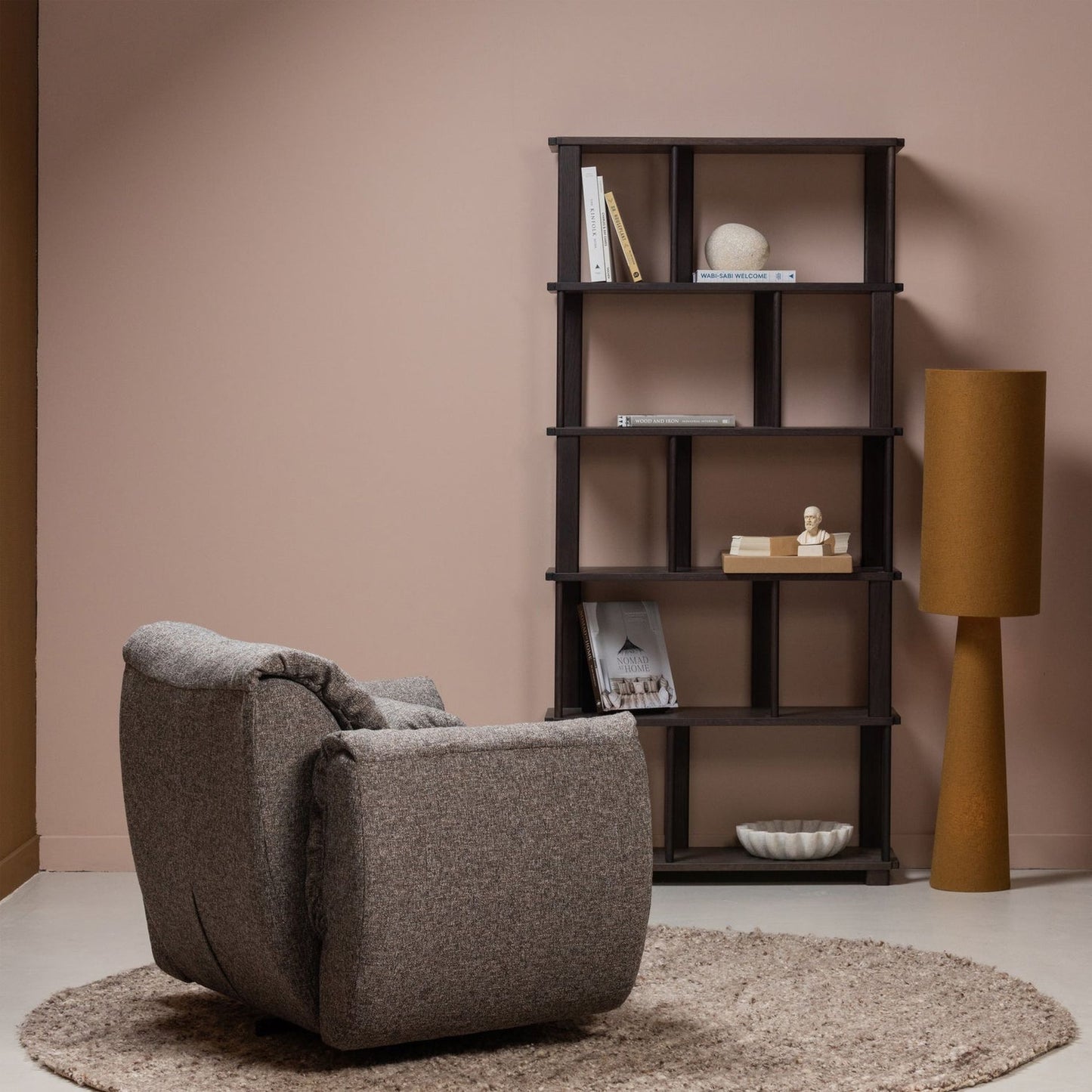 WOOOD Baggy draaifauteuil geweven Warmgrijs Melange