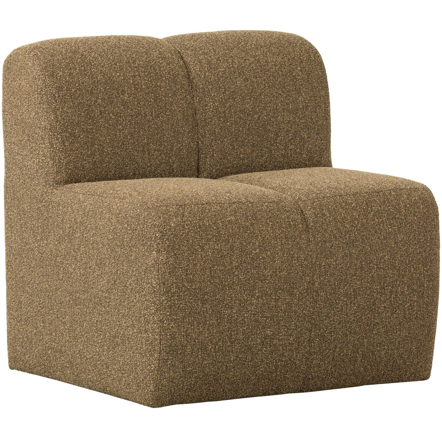 WOOOD Mojo eetkamerbank 84 cm met rugleuning bouclé Geel/Bruin Melange