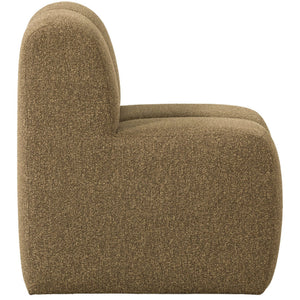 WOOOD Mojo eetkamerbank 84 cm met rugleuning bouclé Geel/Bruin Melange