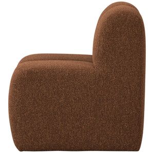 WOOOD Mojo eetkamerbank 84 cm met rugleuning bouclé Roestbruin Melange