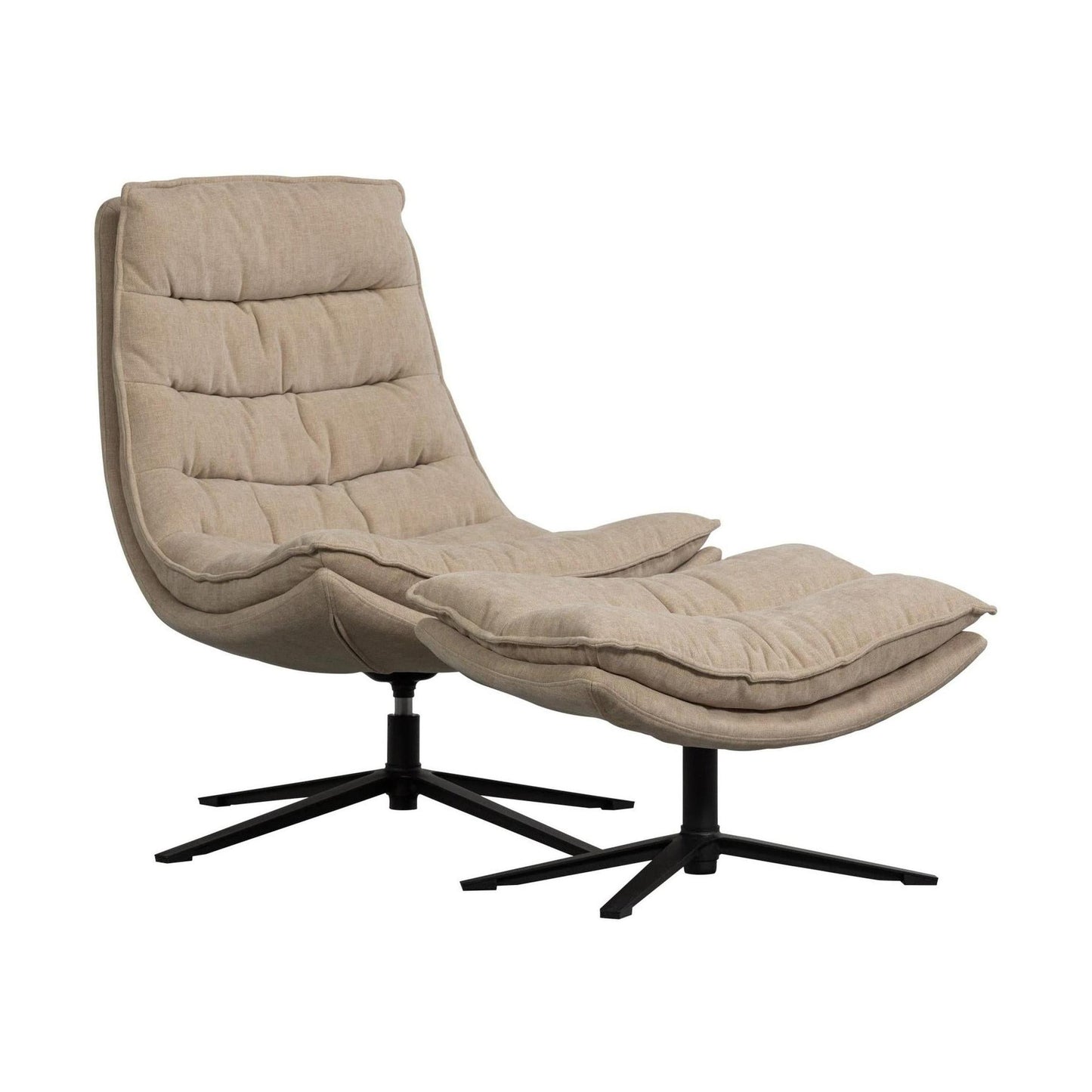 WOOOD Kube fauteuil met hocker Naturel