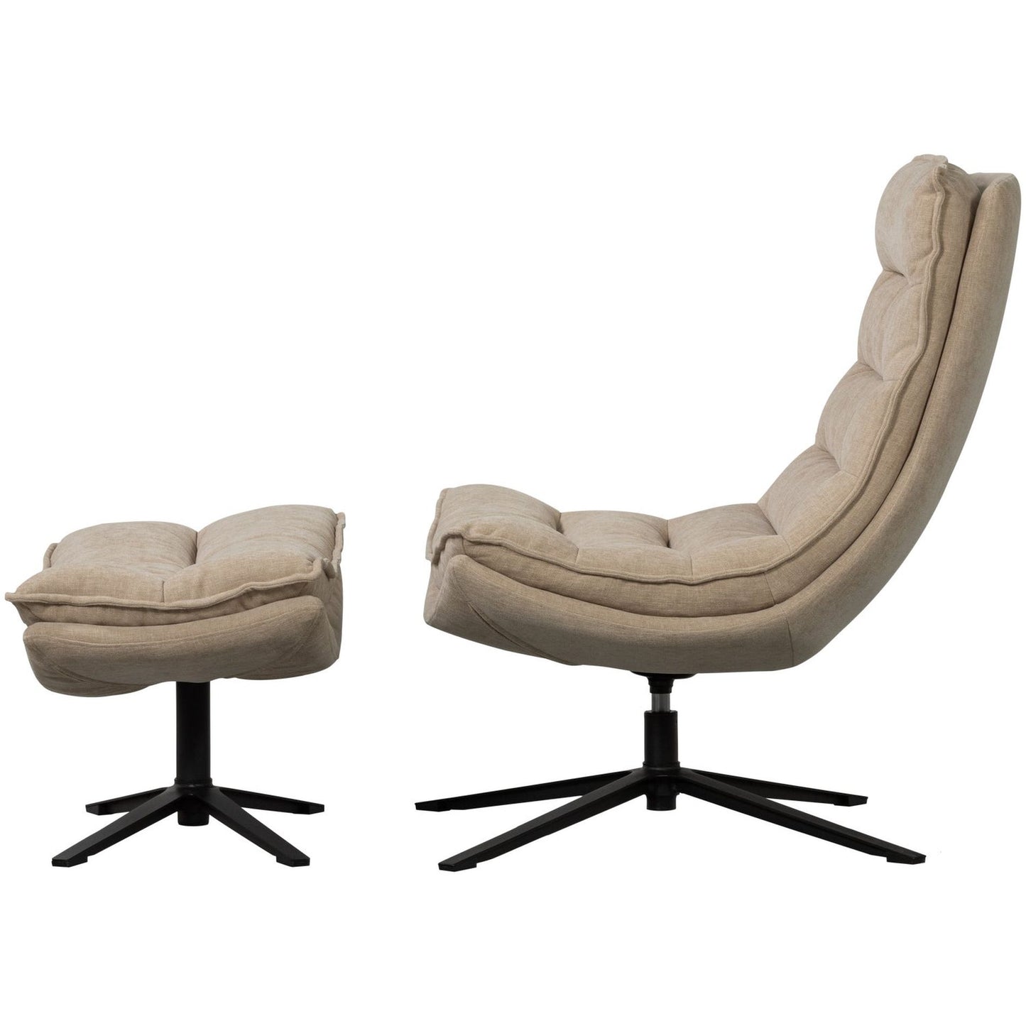 WOOOD Kube fauteuil met hocker Naturel