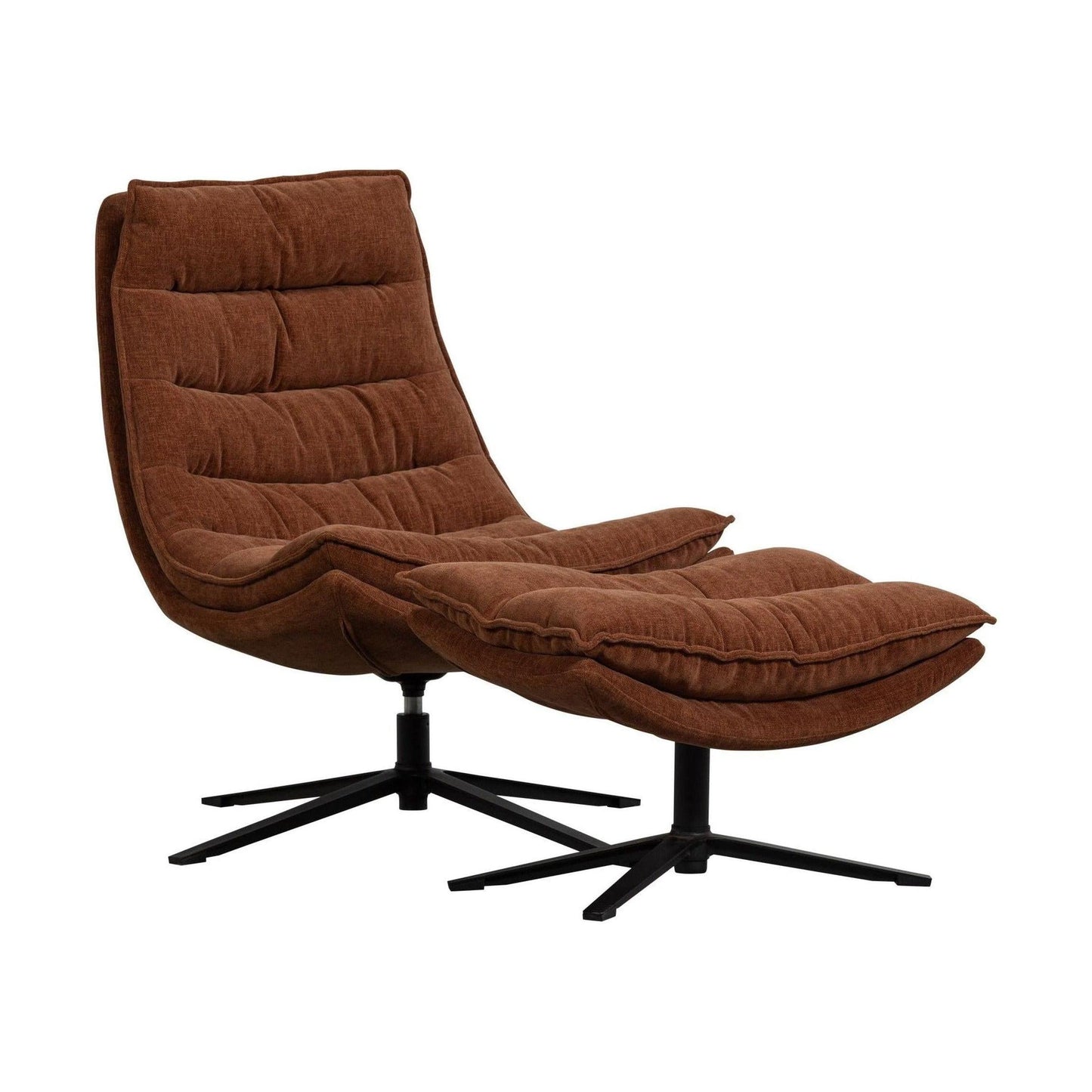 WOOOD Kube fauteuil met hocker Bruin