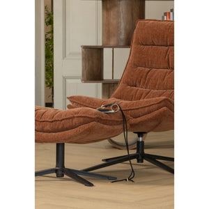 WOOOD Kube fauteuil met hocker Bruin