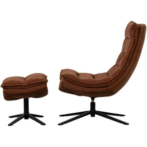 WOOOD Kube fauteuil met hocker Bruin