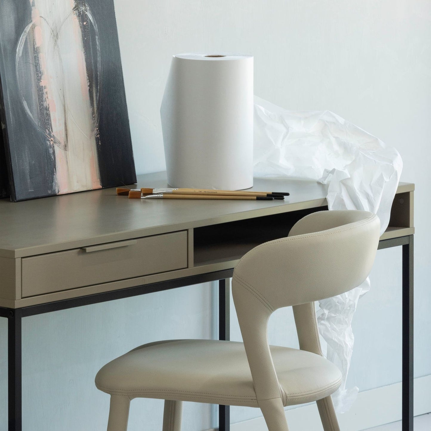 Woood Noble eetkamerstoel leer Beige