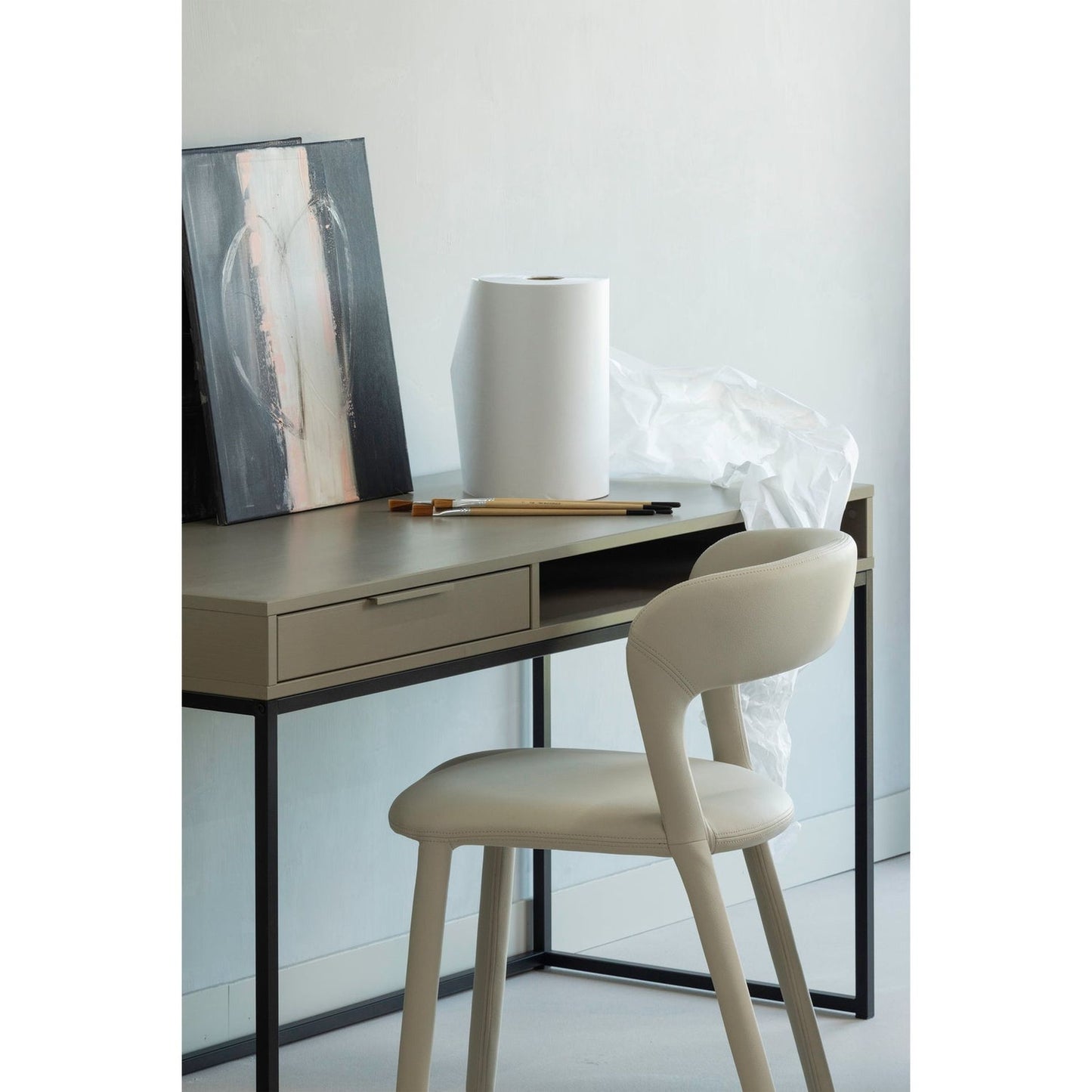 Woood Noble eetkamerstoel leer Beige