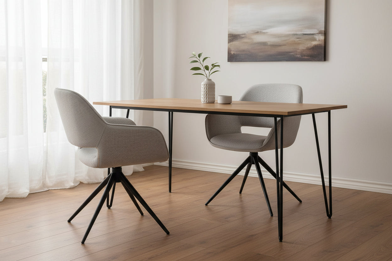 HelloChair HC09 Jex eetkamerstoel spinpoot bruin Sneak Linen