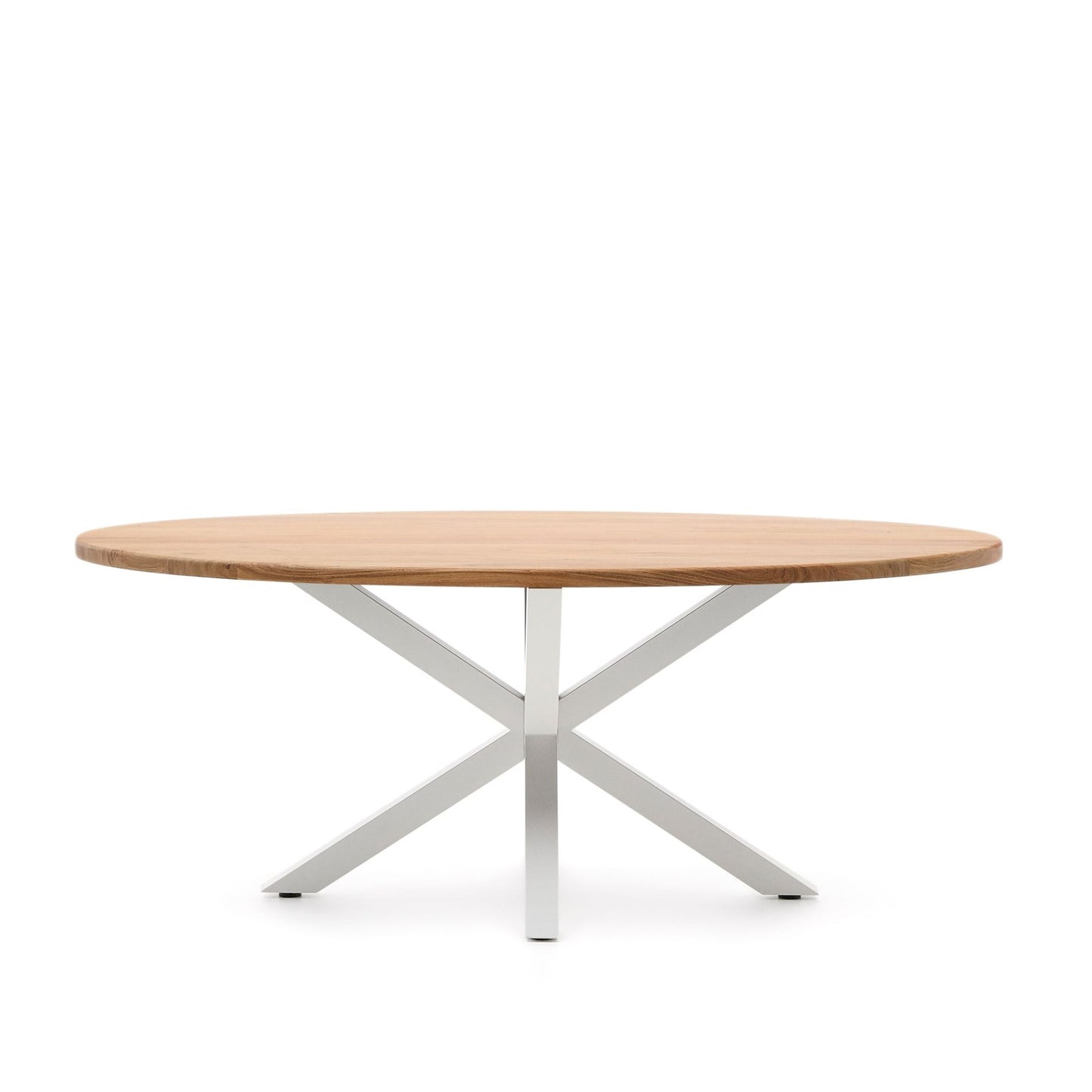 Kave Home Argo eettafel Ovaal 200 x 100 cm acaciahout/wit onderstel