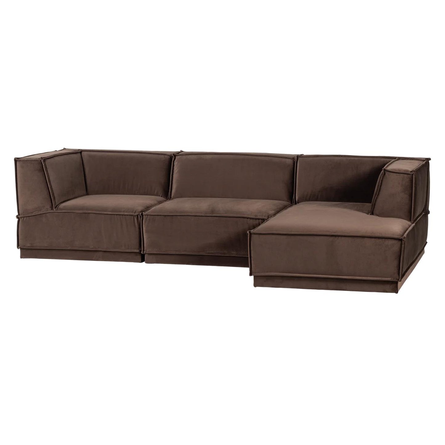 WOOOD Manu 3-zitsbank chaise longue rechts Bruin