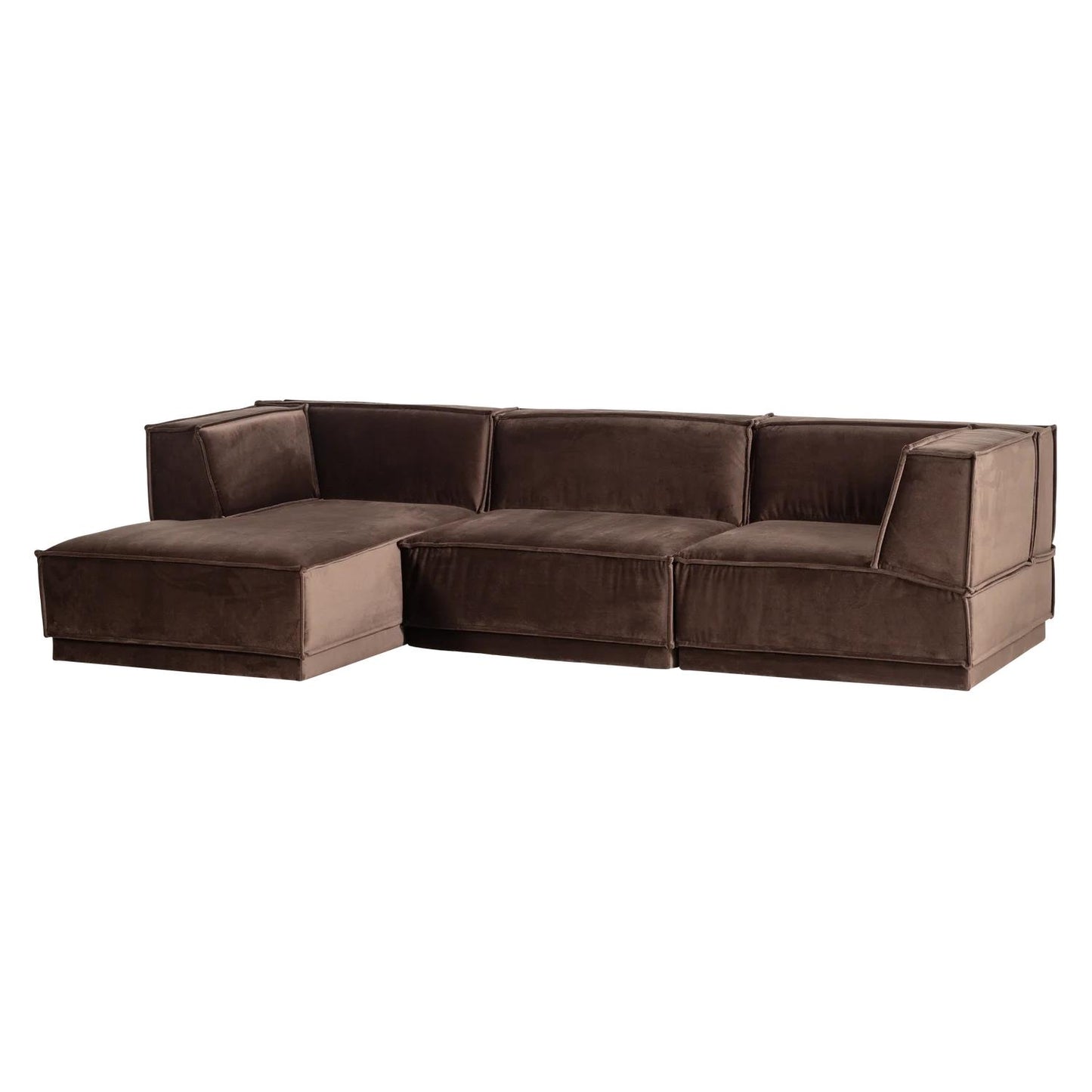 WOOOD Manu 3-zitsbank chaise longue links Bruin