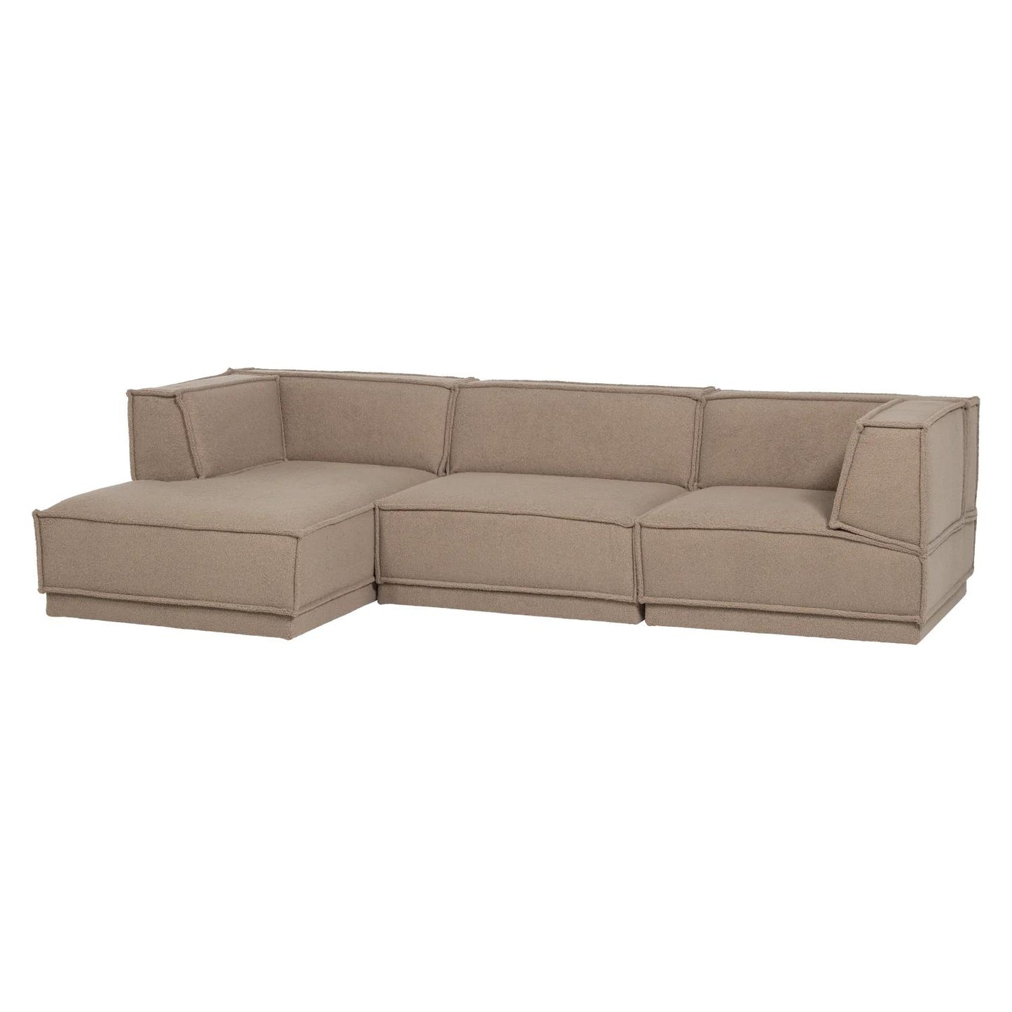 WOOOD Manu 3-zitsbank chaise longue links Taupe