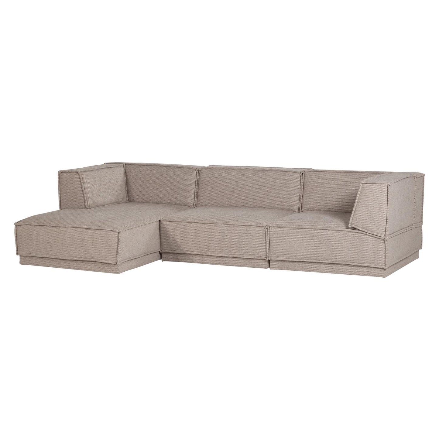 WOOOD Manu 3-zitsbank chaise longue links Naturel
