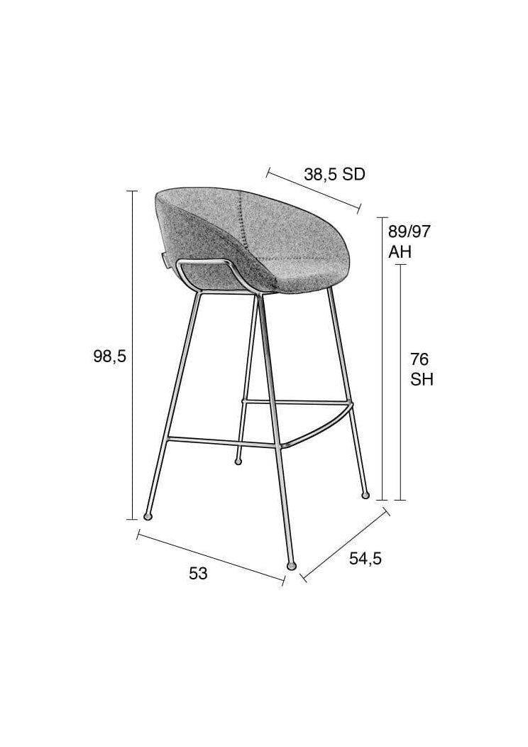 Zuiver Feston barkruk H75 brown