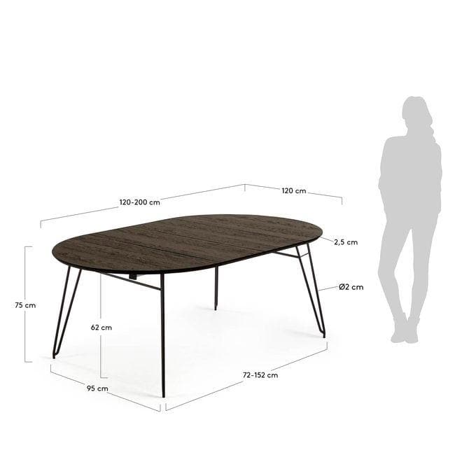 Kave Home Milian eettafel zwart ø120-200 cm