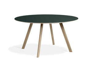 HAY Copenhague CPH25 Round tafel 140 cm groen linoleum gezeept eiken