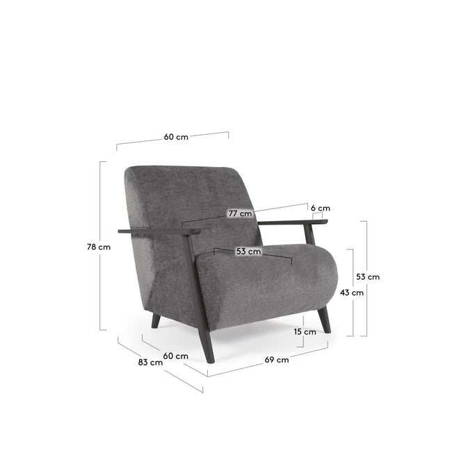 Kave Home Meghan fauteuil grijs chenille - Kave Home Meghan fauteuil grijs chenille