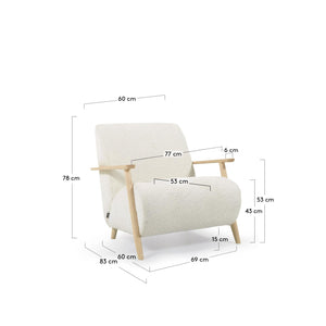 Kave Home Meghan fauteuil wit fleece