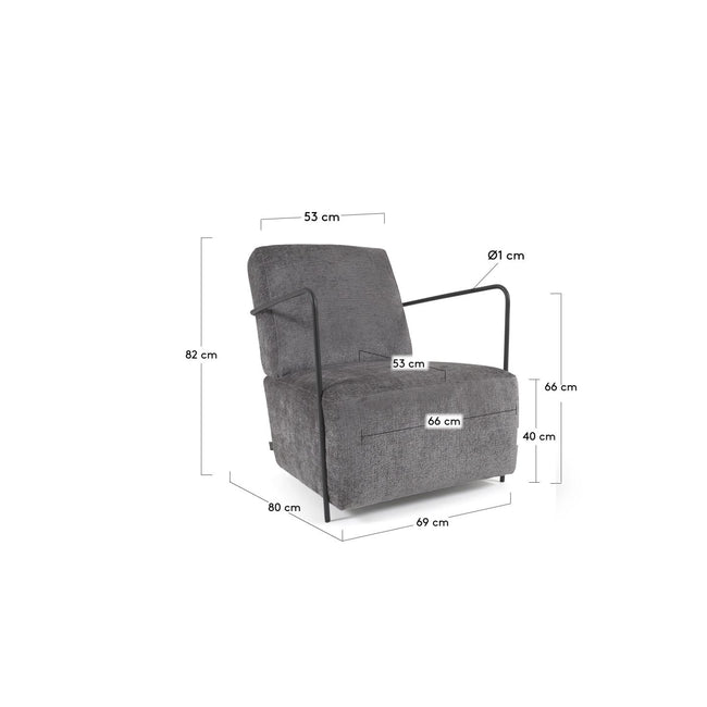 Kave Home Gamer fauteuil grijs chenille - Kave Home Gamer fauteuil grijs chenille