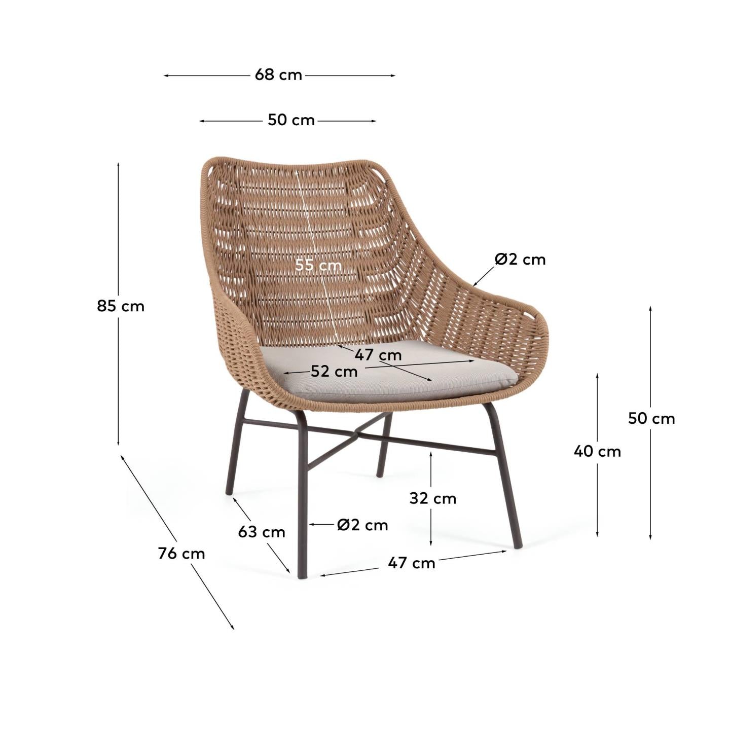 Kave Home Abeli loungestoel beige