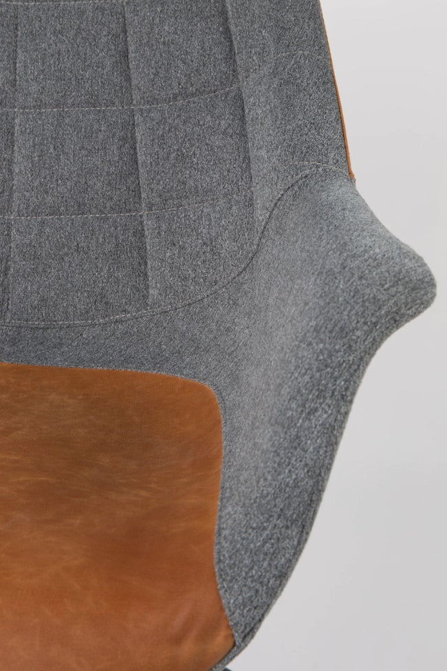 Zuiver Doulton bureaustoel met arm grijs/cognac - Zuiver Doulton bureaustoel met arm grijs/cognac