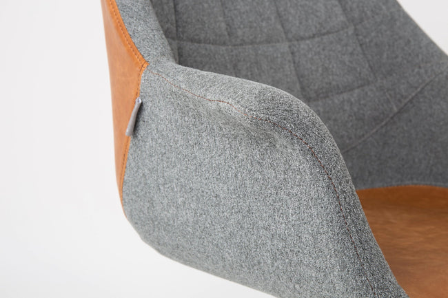 Zuiver Doulton bureaustoel met arm grijs/cognac - Zuiver Doulton bureaustoel met arm grijs/cognac