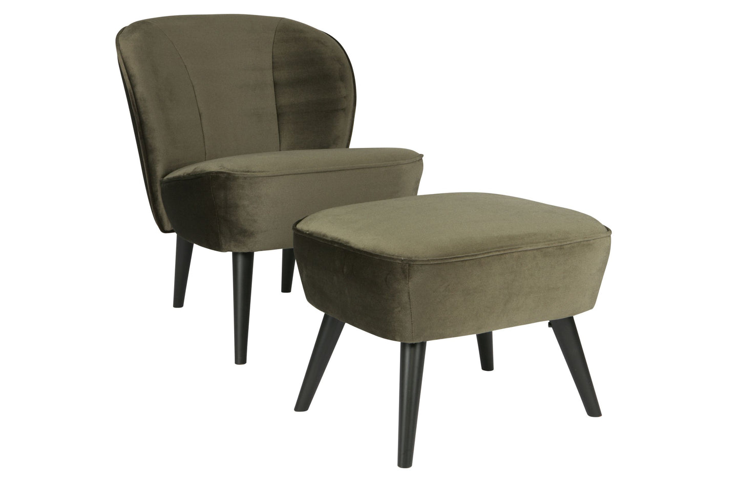 Woood Sara fauteuil fluweel Warm Groen
