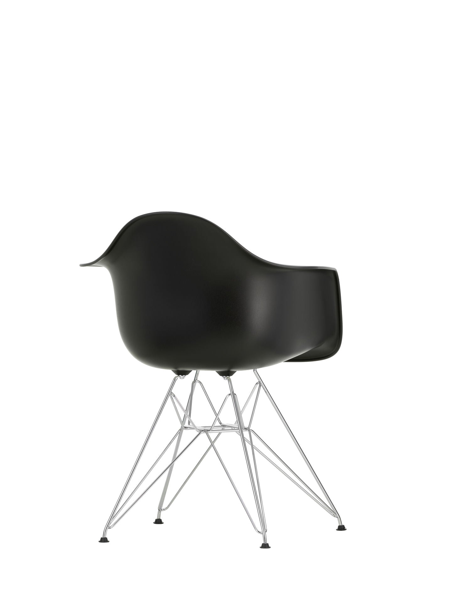 Vitra Eames DAR eetkamerstoel met arm Deep Black verchroomd