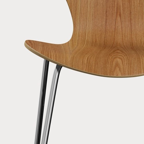 Fritz Hansen Series 7 Vlinderstoel barkruk H64 chrome clear lacquered elm