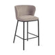 Kave Home Ciselia barkruk H65 chenille Lichtbruin poot zwart